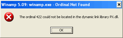 winamp 5.09 ordinal 422 not found in px dll.png