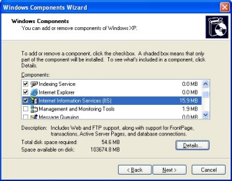 Windows XP Components Wizard