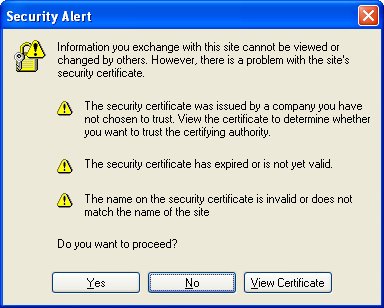 Internet Explorer SSL Security Alert