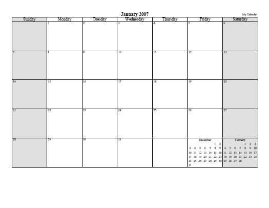 Free Monthly Calendar or Planner Printable Online