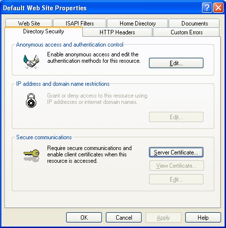 Directory Security Property Sheet IIS